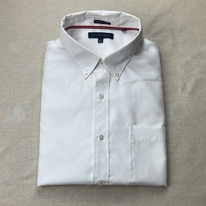 Tommy Hilfiger Dress Shirt Mens 18.5 White Non-Iron Long Sleeve Button Down